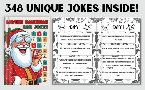 Advent Calendar Dad Jokes: 24 Days of Fun for Adults, Perfect Gift for Men, with Family-Friendly Humor