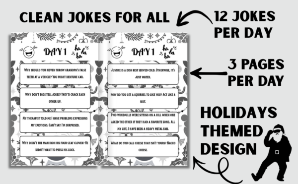 Advent Calendar Dad Jokes: 24 Days of Fun for Adults, Perfect Gift for Men, with Family-Friendly Humor