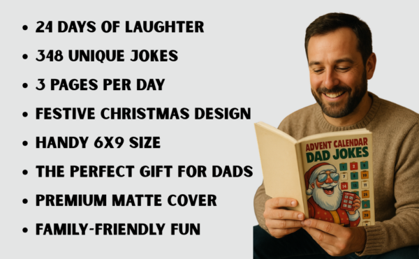 Advent Calendar Dad Jokes: 24 Days of Fun for Adults, Perfect Gift for Men, with Family-Friendly Humor
