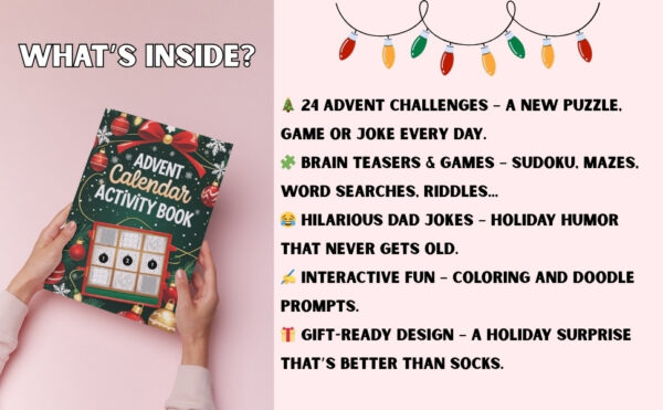 Advent Calendar Activity Book: A fun Christmas gift for adults with 24 days of puzzles, riddles, and brain teasers to solve