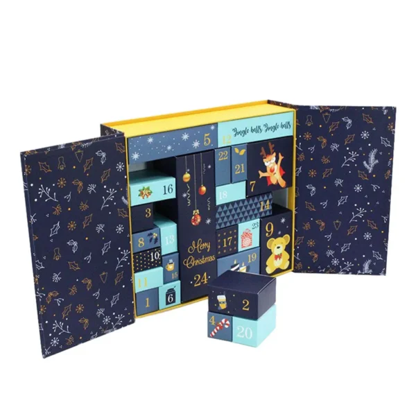 24 Days Empty Advent Calendar Boxes, Handmade Crafted Fillable DIY Christmas Countdown Box with Number Lids for Candy Toys Gifts