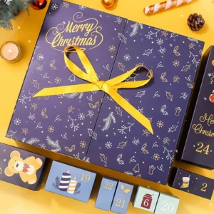24 Days Empty Advent Calendar Boxes, Handmade Crafted Fillable DIY Christmas Countdown Box with Number Lids for Candy Toys Gifts